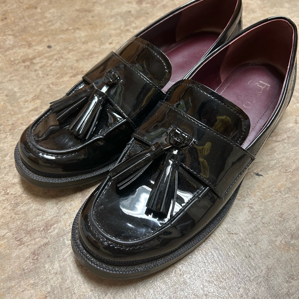 Franco Sarto Black Patent Leather Loafers